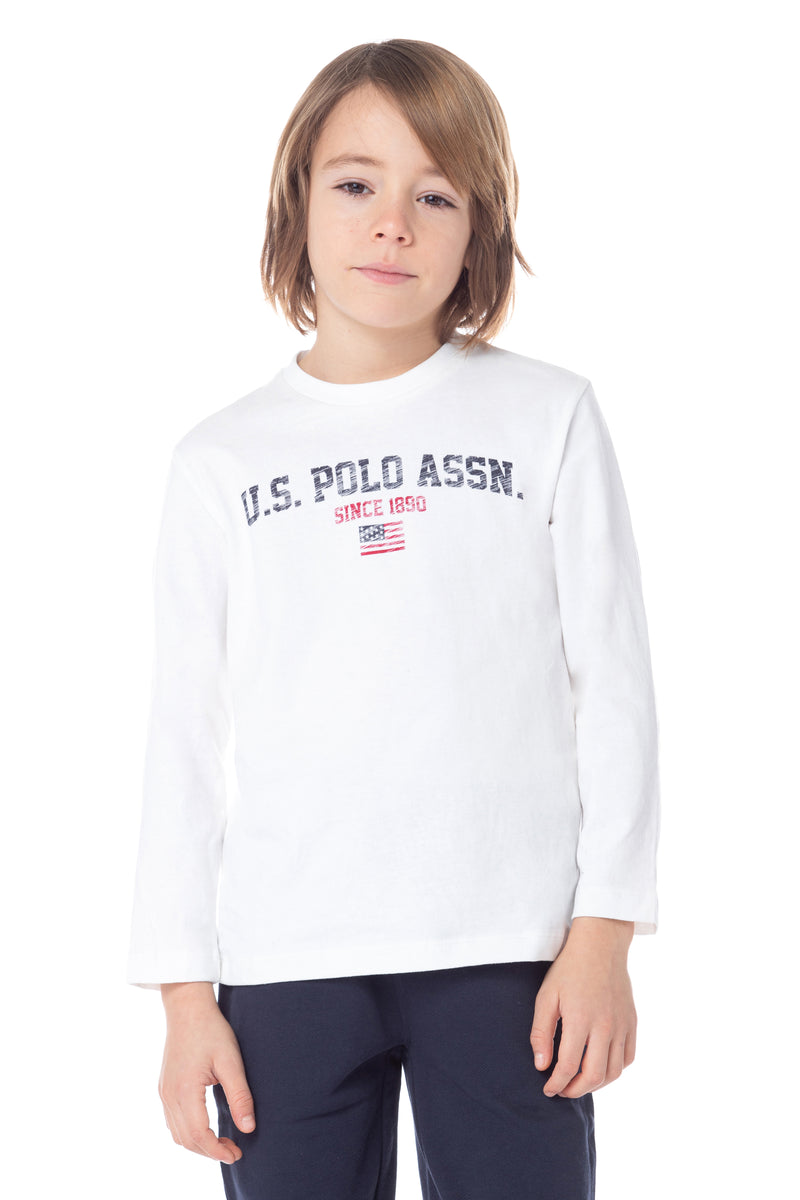 T-shirt a maniche lunghe con scritta U.S. Polo Assn.