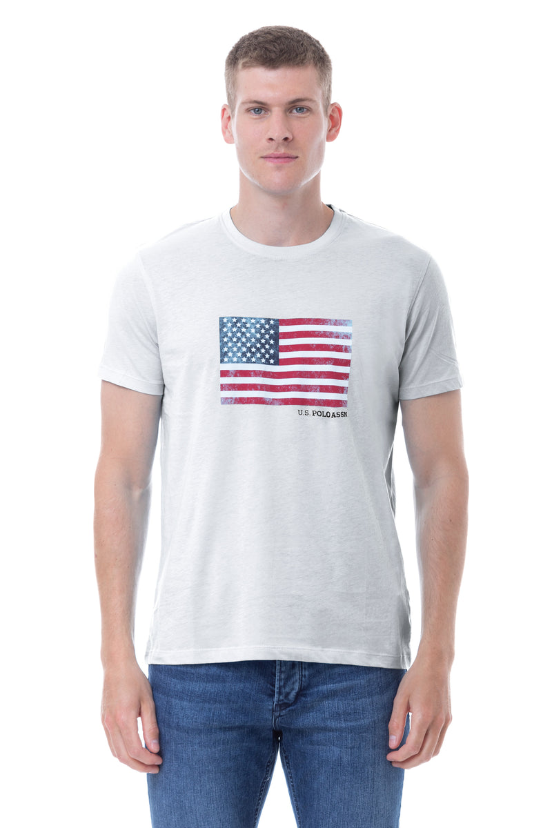 T-shirt in cotone con bandiera americana U.S. Polo Assn.