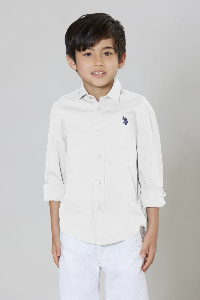 Camicia in cotone stretch popeline con logo