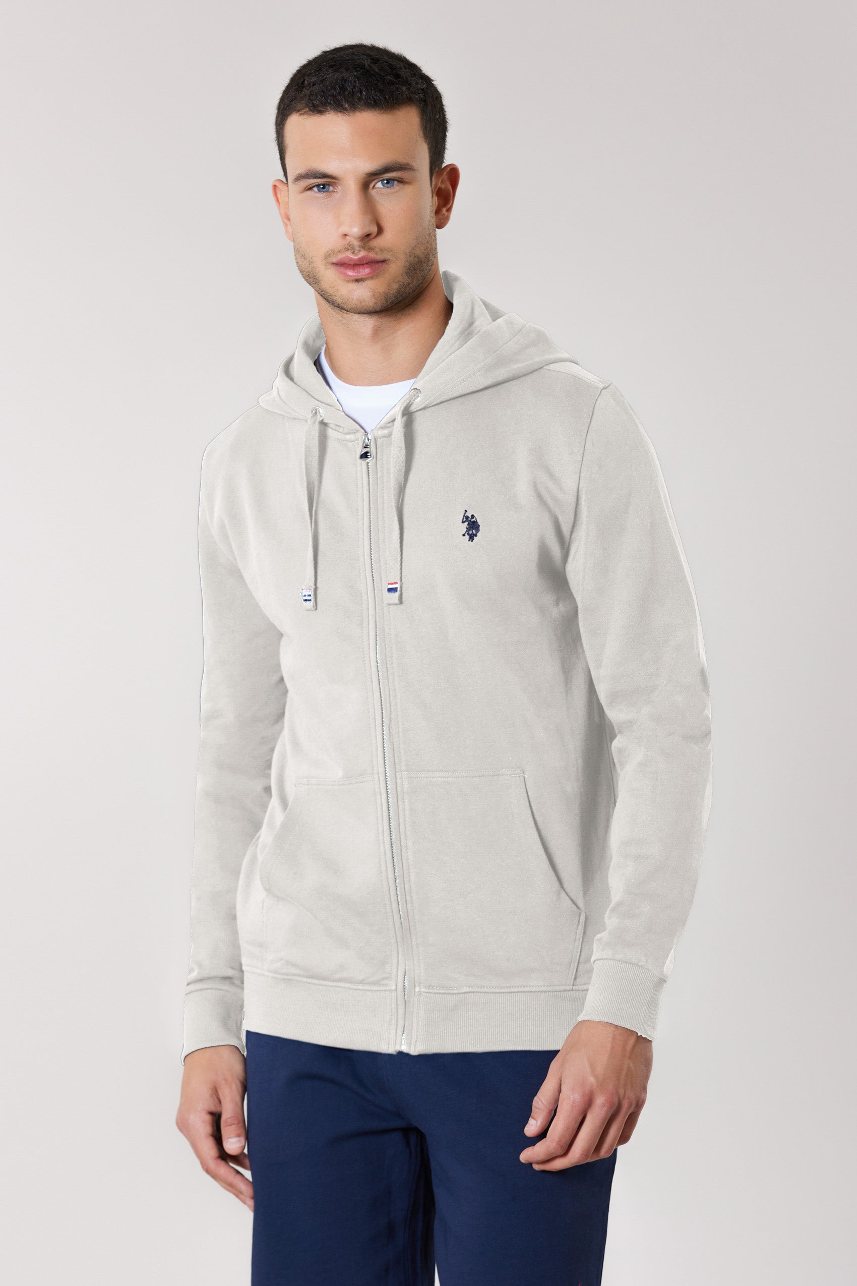 Felpa da uomo in cotone con chiusura full zip e cappuccio