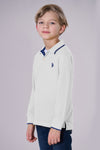 Polo a maniche lunghe in cotone stretch con logo