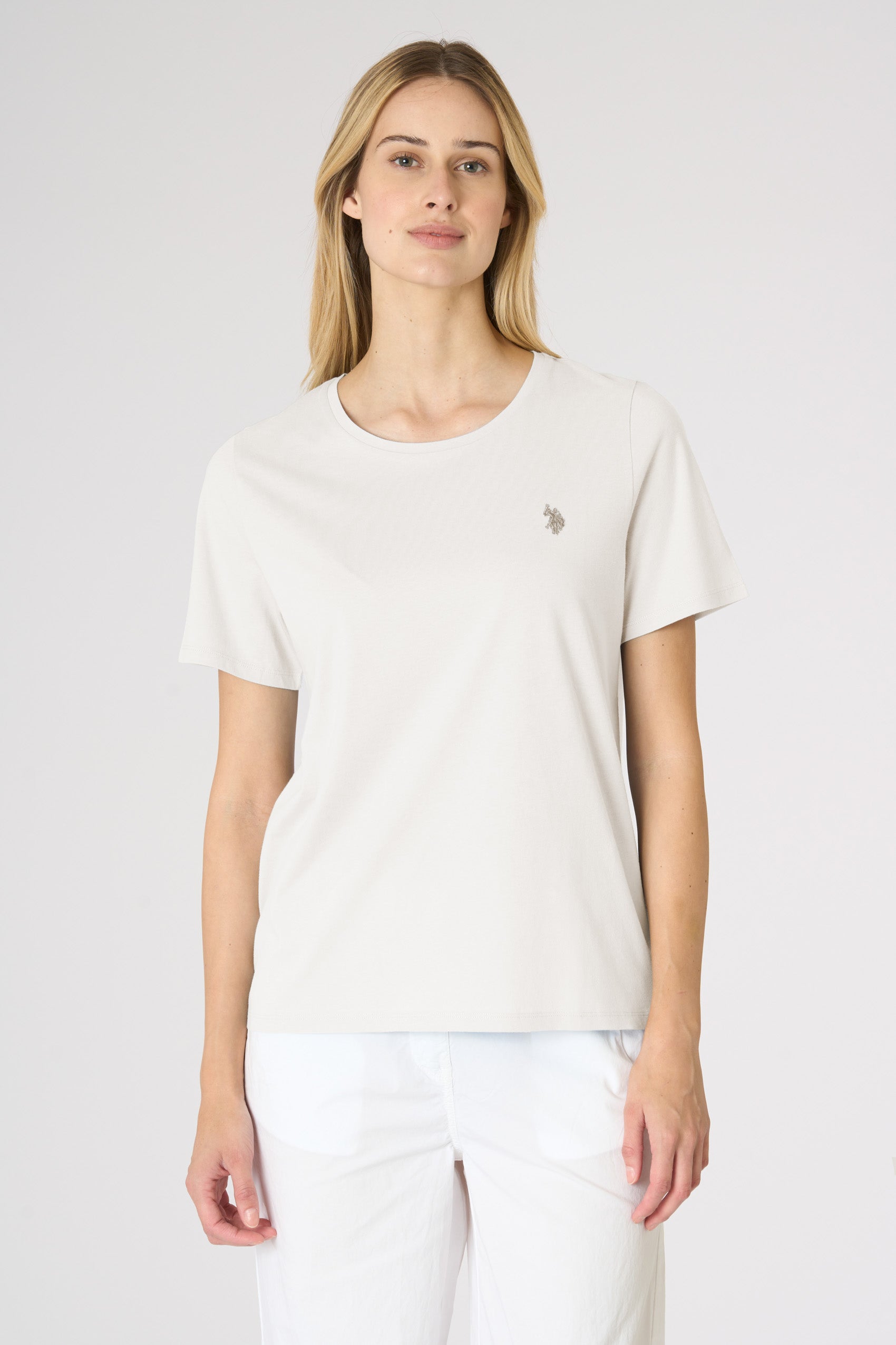 T-shirt donna in cotone light jersey con logo ricamato