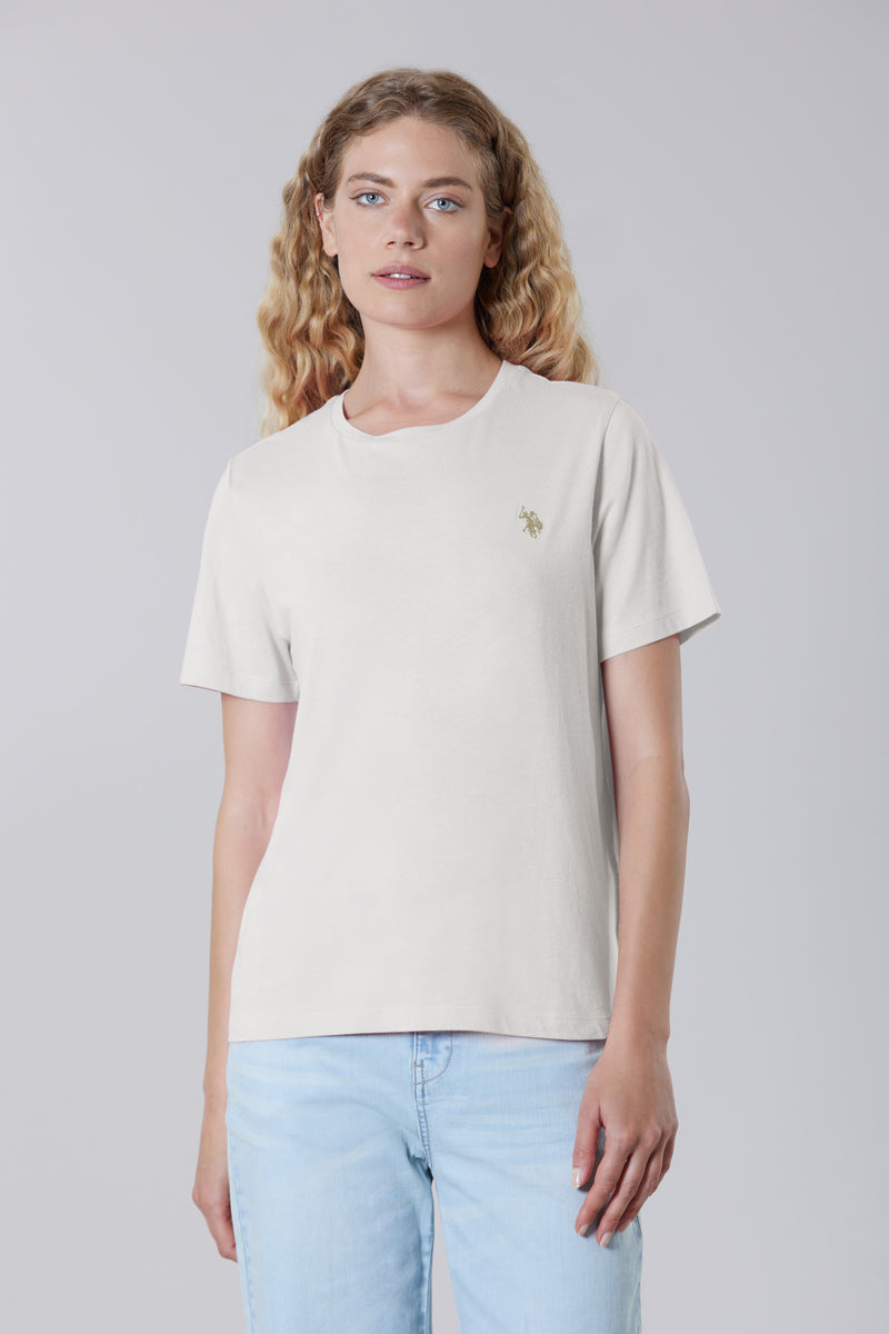 T-shirt girocollo a maniche corte in misto cotone e viscosa premium quality