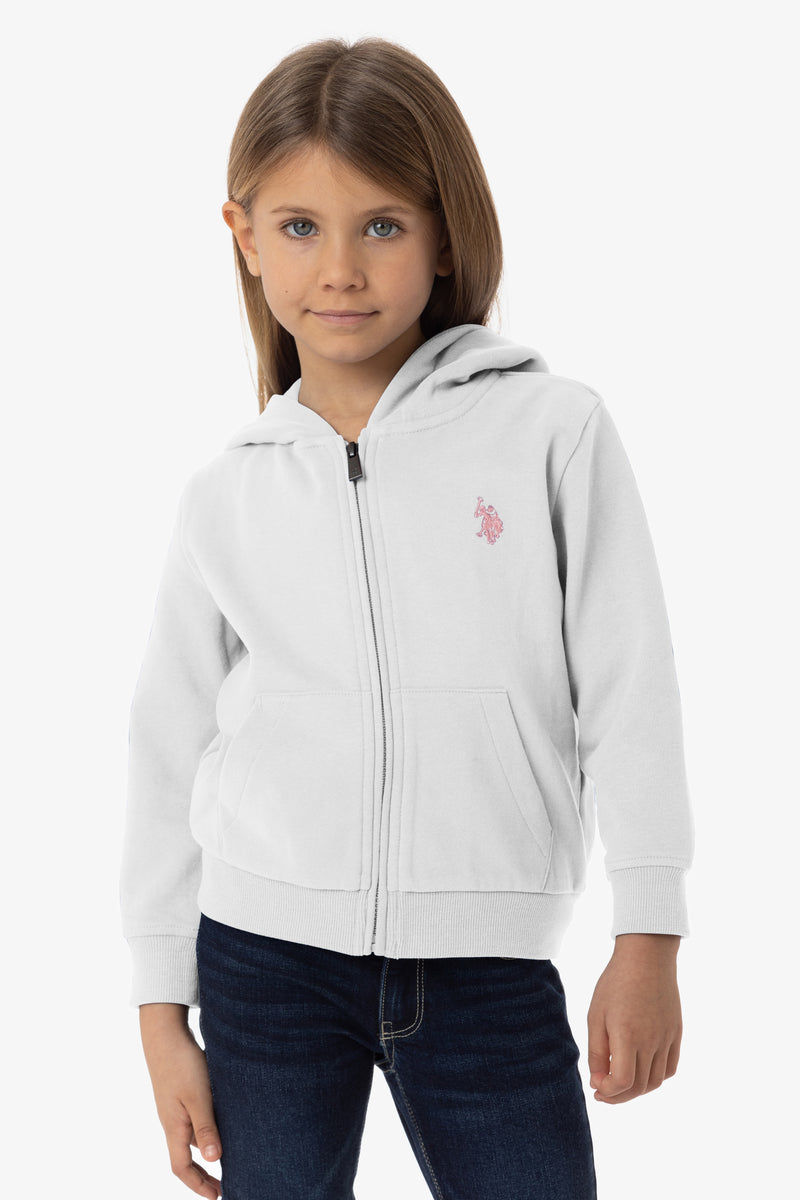 Felpa da bambina con chiusura zip e cappuccio U.S. Polo Assn.