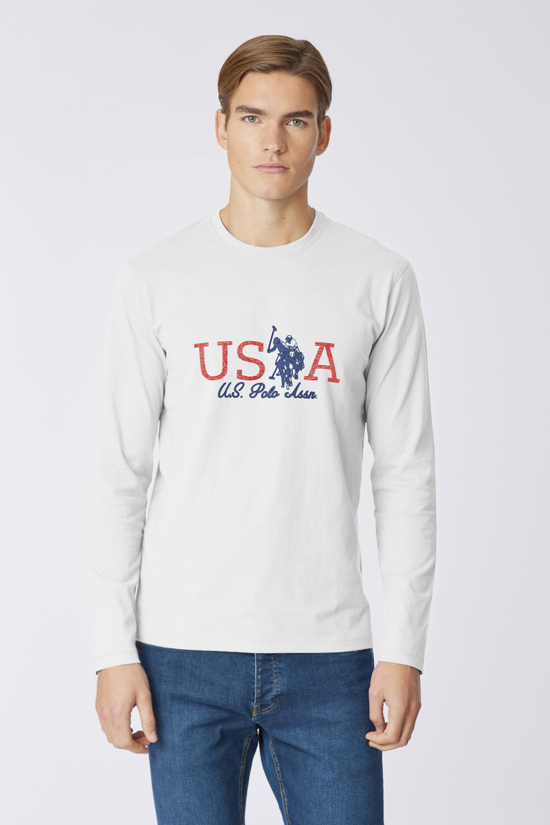 T-shirt a maniche lunghe in heavy jersey con motivo USPA