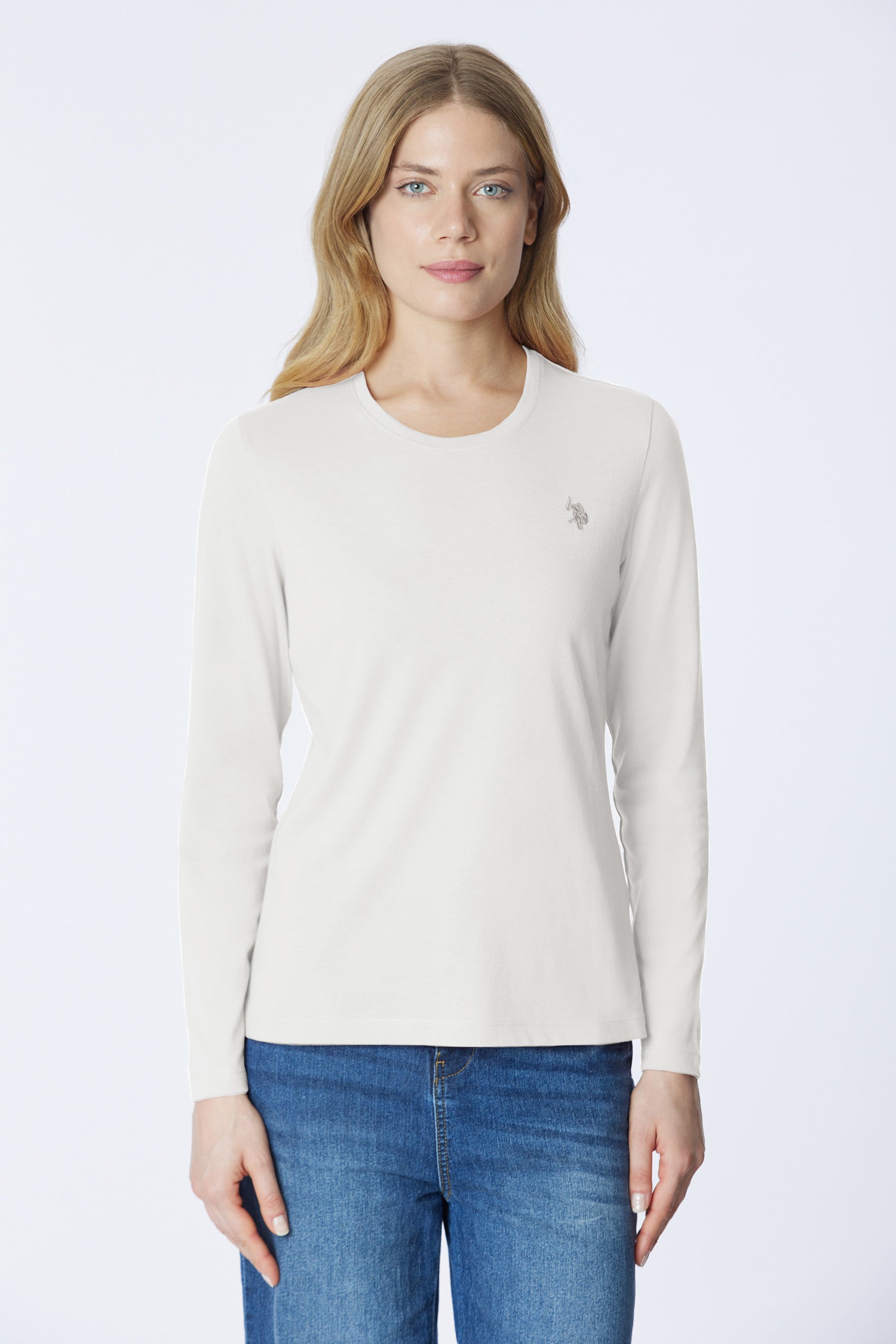 T-shirt girocollo a maniche lunghe con logo