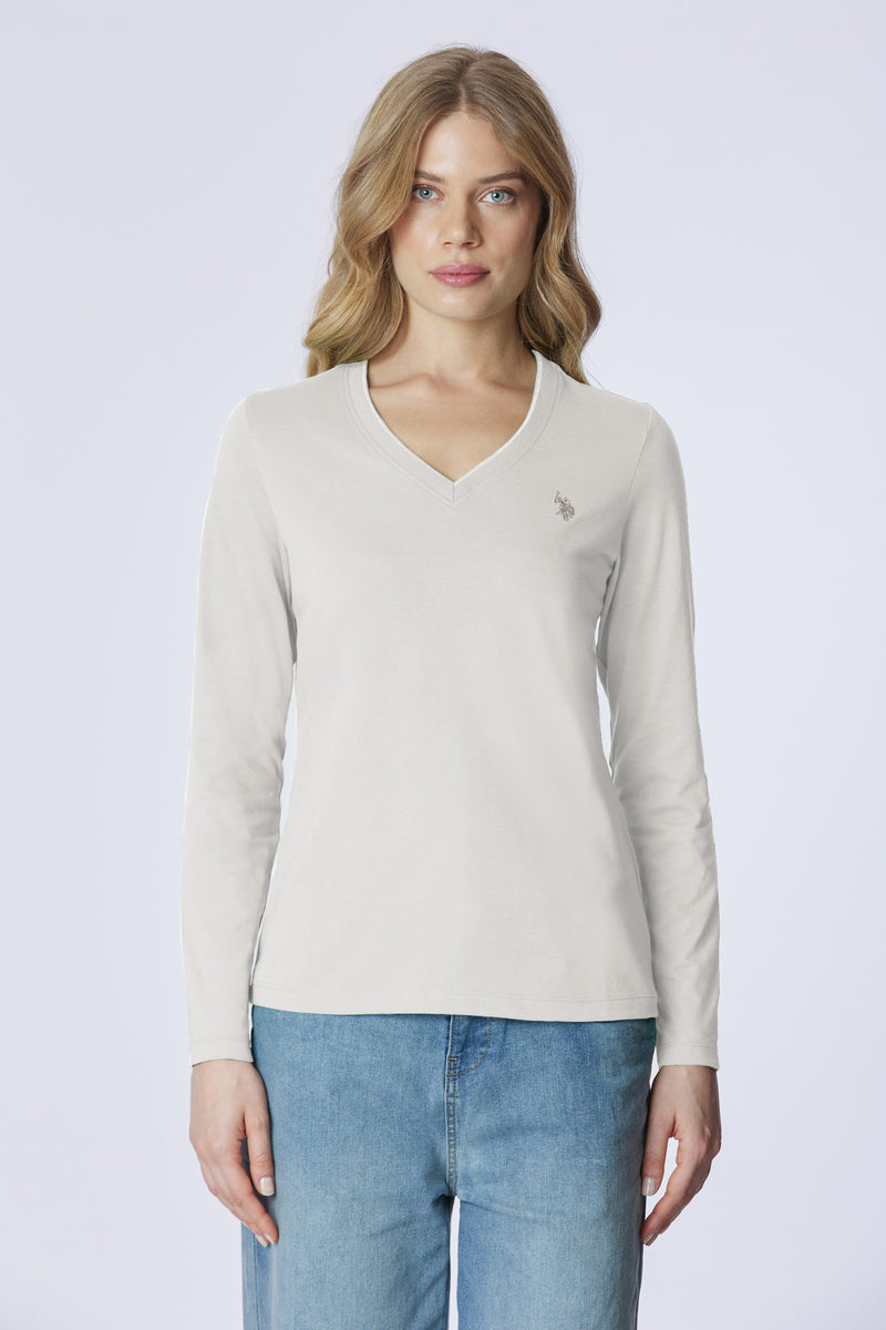 T-shirt a maniche lunghe scollo a V