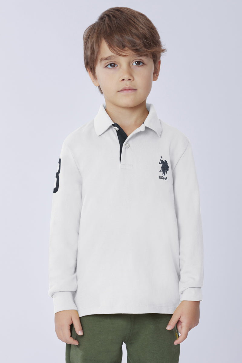 Polo shirt a maniche lunghe carbon finishing con numero