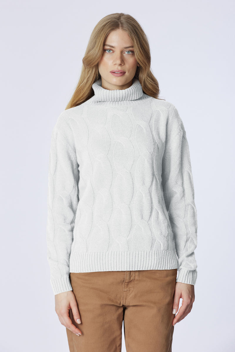 Maglia dolcevita a treccia