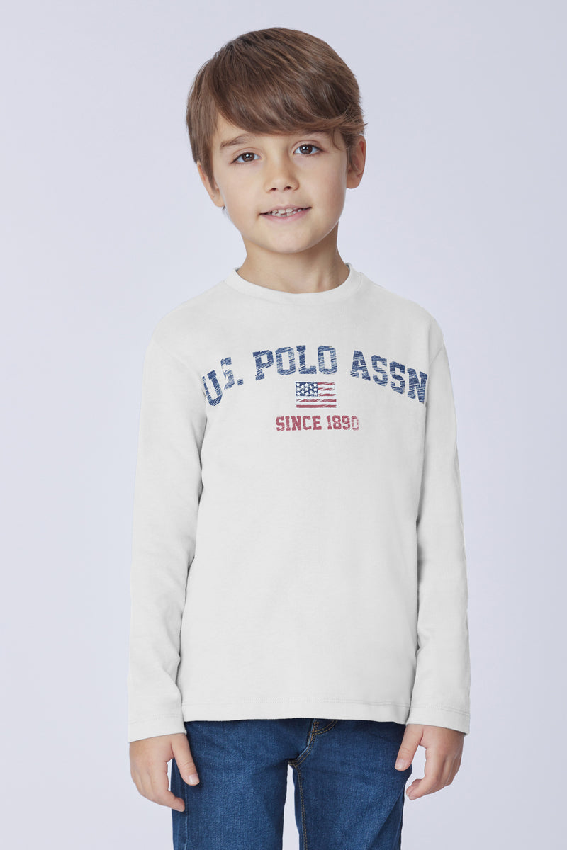 T-shirt a maniche lunghe in cotone heavy jersey con stampa
