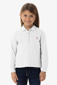 Polo a maniche lunghe da bambina con logo U.S. Polo Assn.