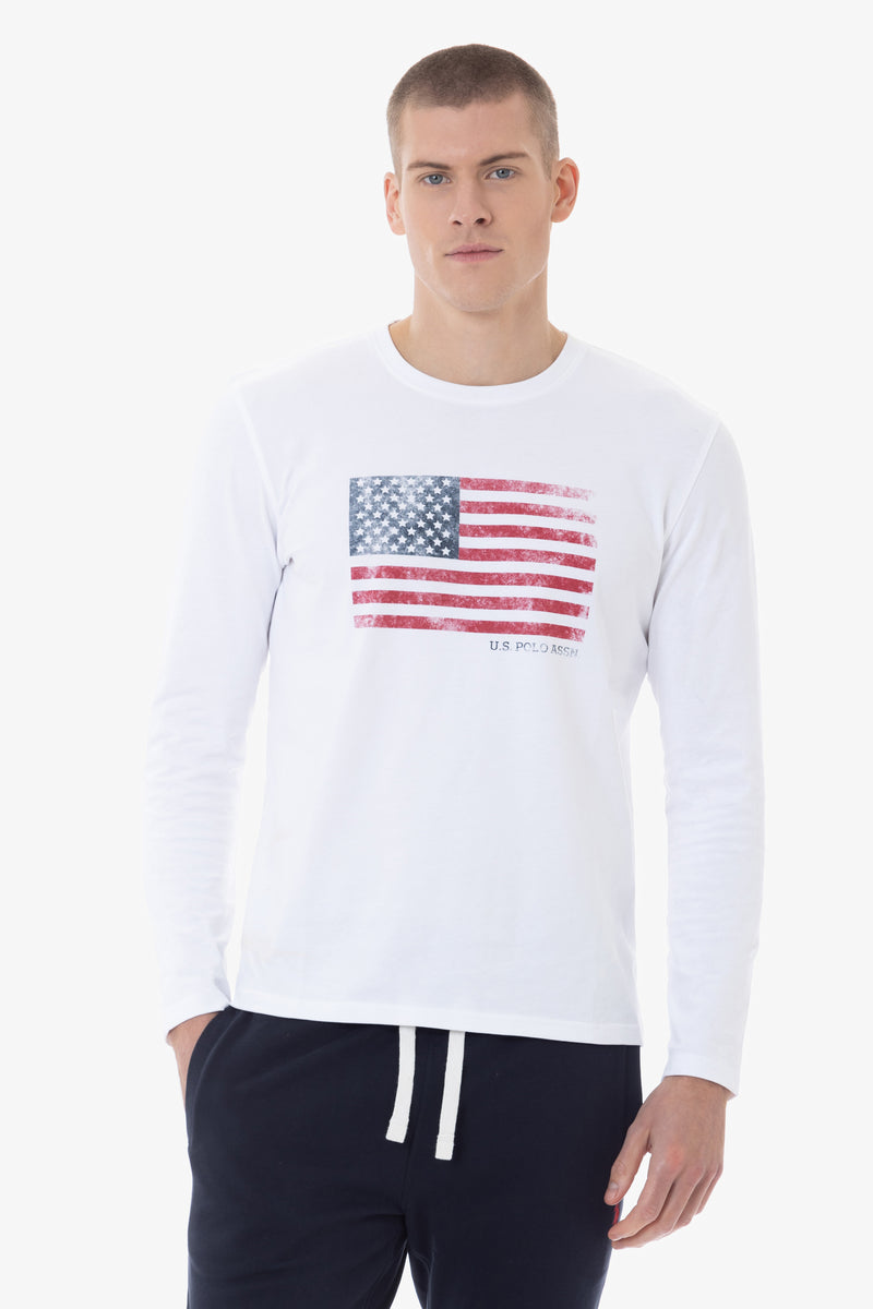 T-shirt a maniche lunghe con bandiera americana U.S. Polo Assn.