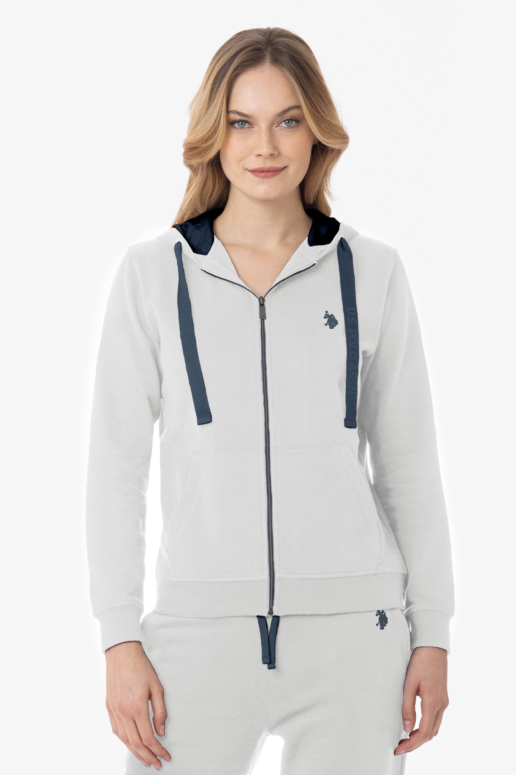 Felpa in misto cotone con cappuccio e zip U.S. Polo Assn.