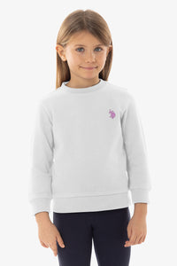 Felpa da bambina girocollo in misto cotone con logo U.S. Polo Assn.
