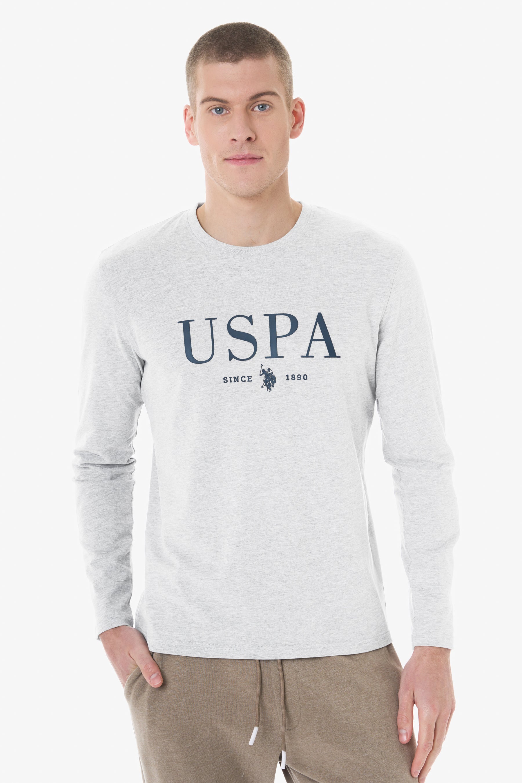 T-shirt a maniche lunghe con stampa e logo USPA
