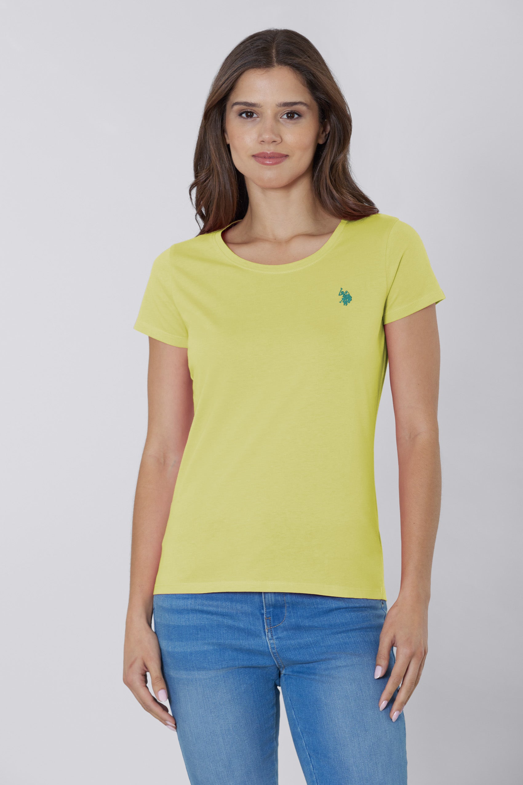 T-shirt girocollo a maniche corte in cotone light jersey