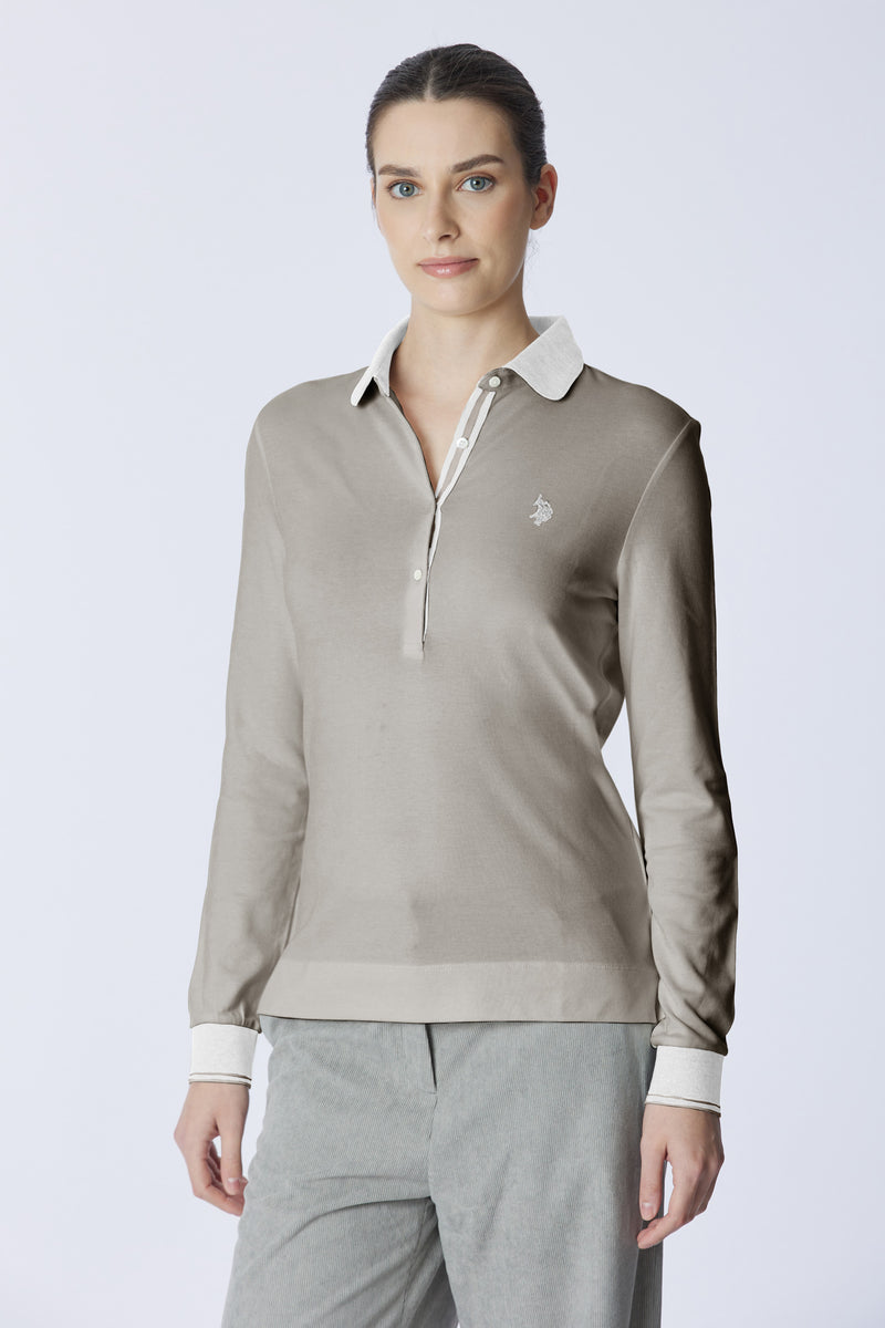 Polo shirt a maniche lunghe micro piquet stretch