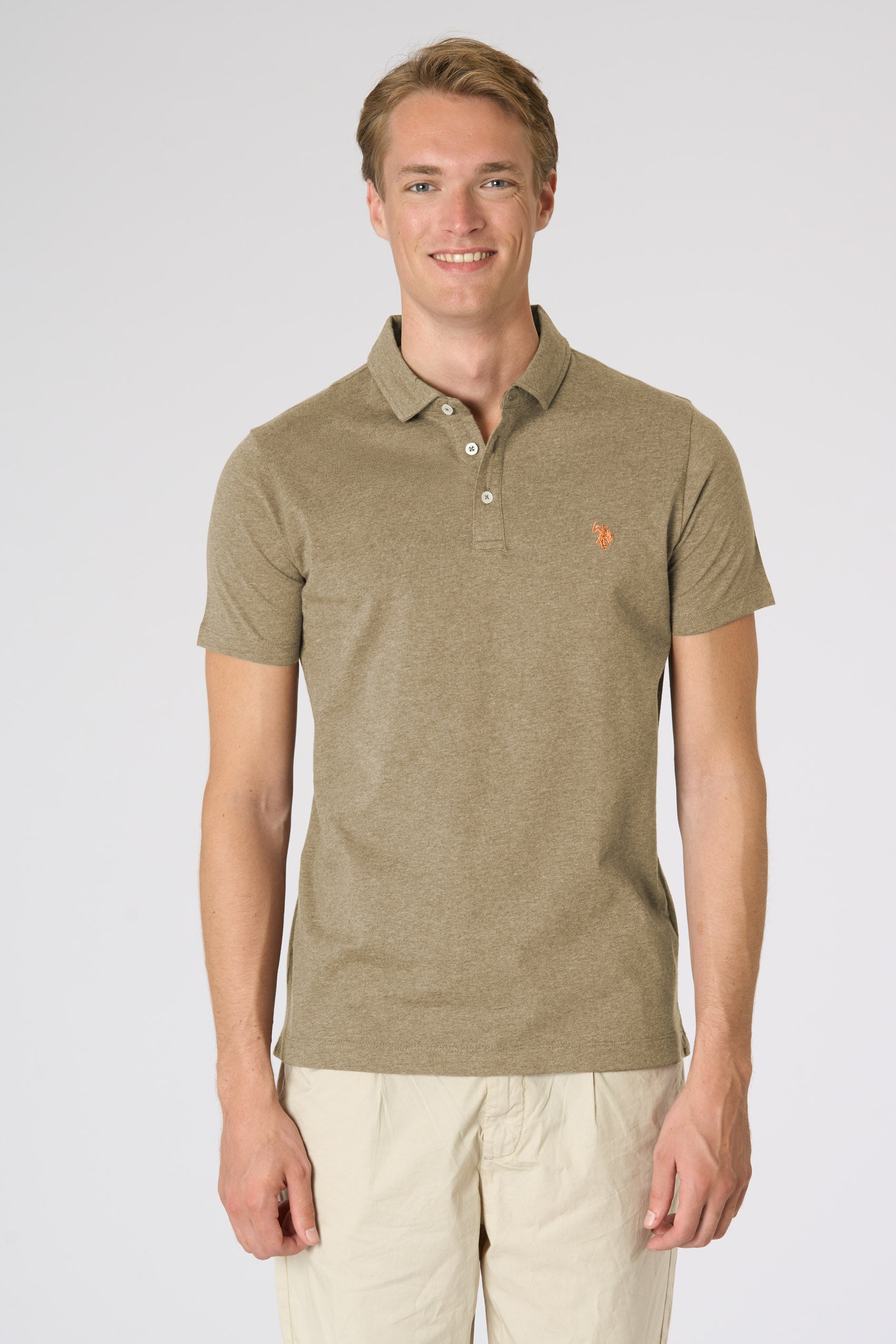Polo shirt a maniche corte in cotone jersey mélange