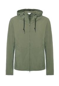 Giacca misto cotone stretch full zip con cappuccio