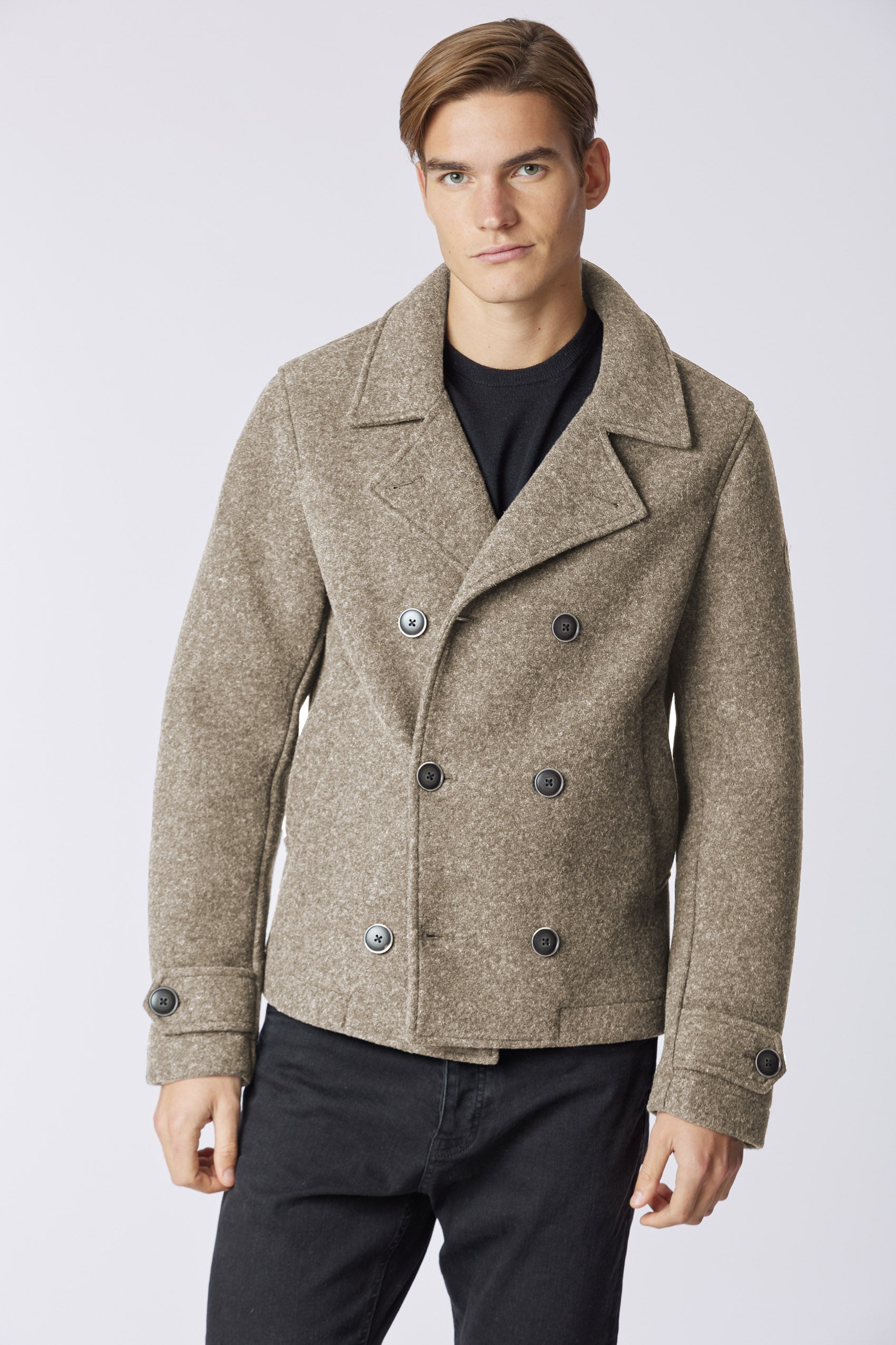 Cappotto doppiopetto con logo