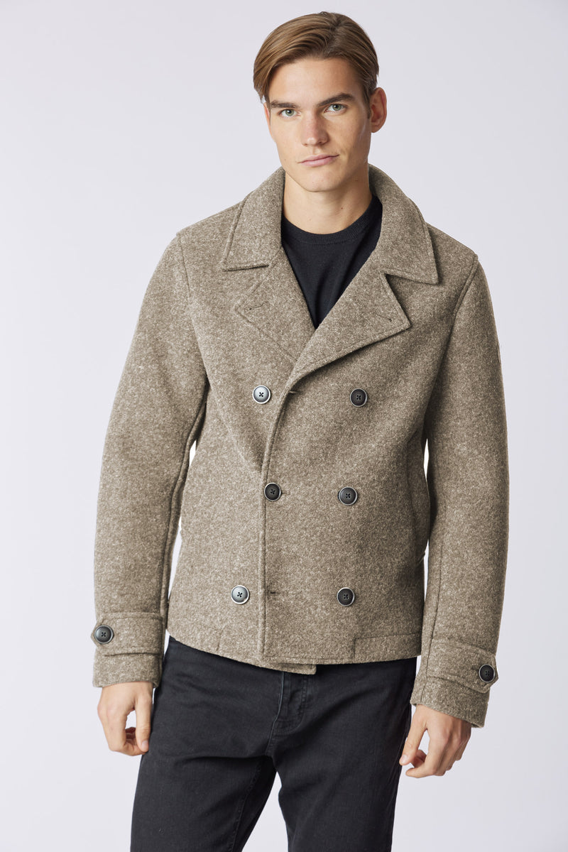 Cappotto doppiopetto con logo