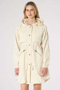 Trench da donna con cappuccio e coulisse regolabile