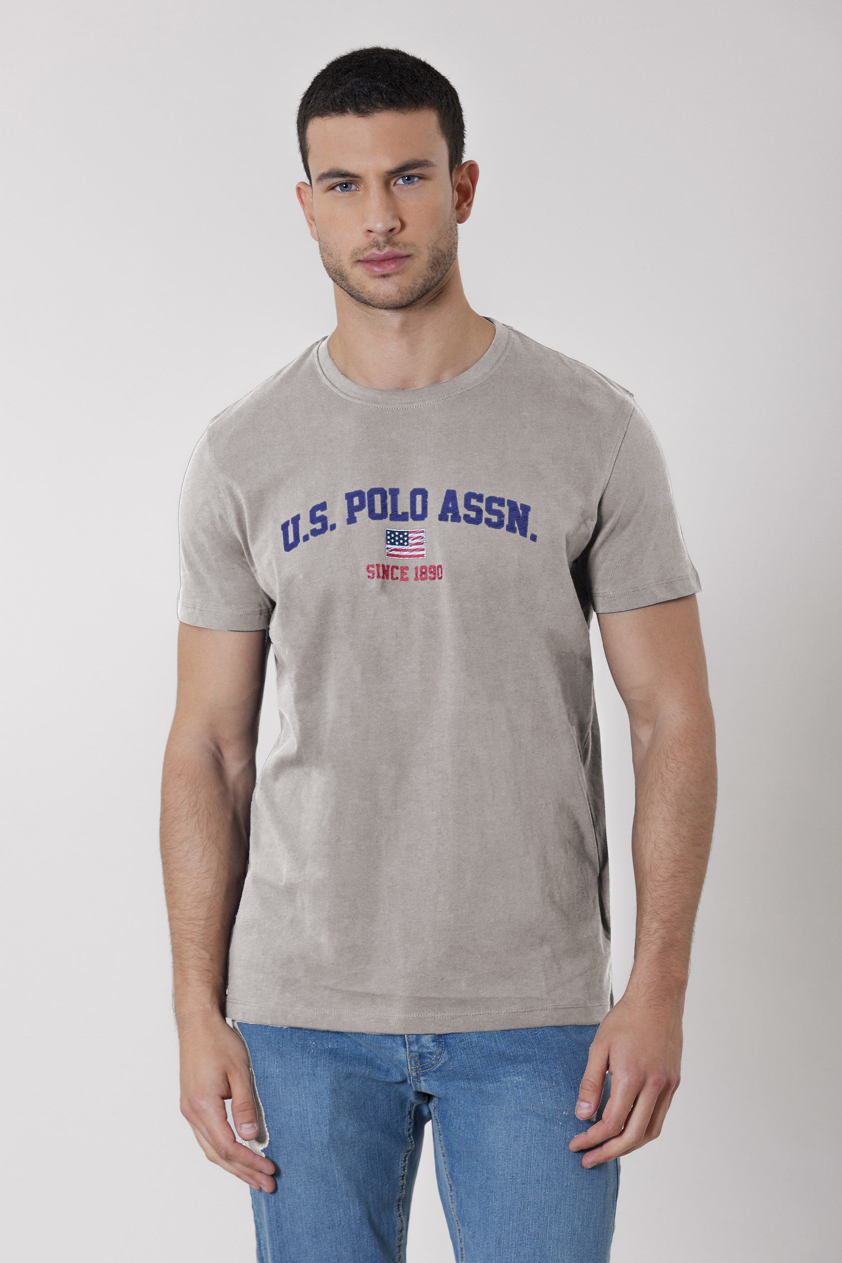 T-shirt girocollo in cotone con stampa frontale U.S. POLO ASSN.
