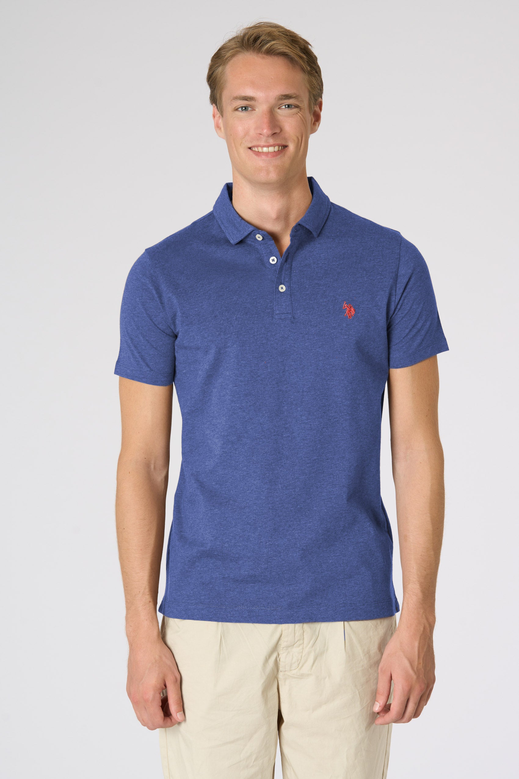 Polo shirt a maniche corte in cotone jersey mélange