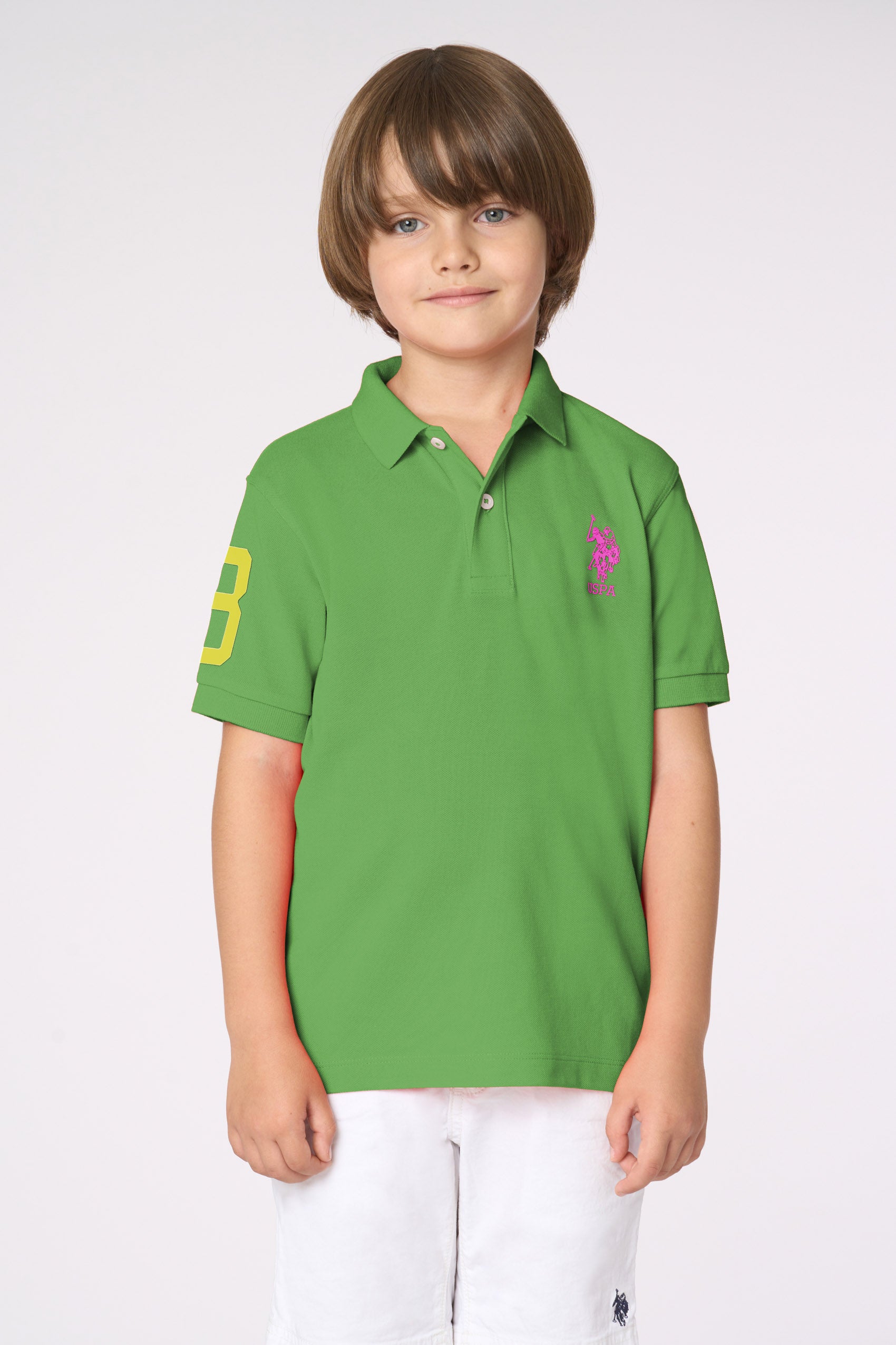 Polo shirt da bambino con logo, numero e stampa nel sottocolletto