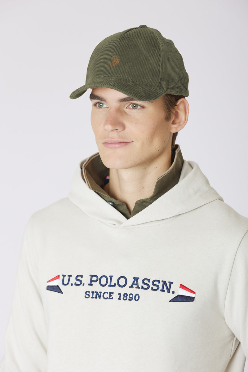 Cappellino in velluto a coste con logo ricamato