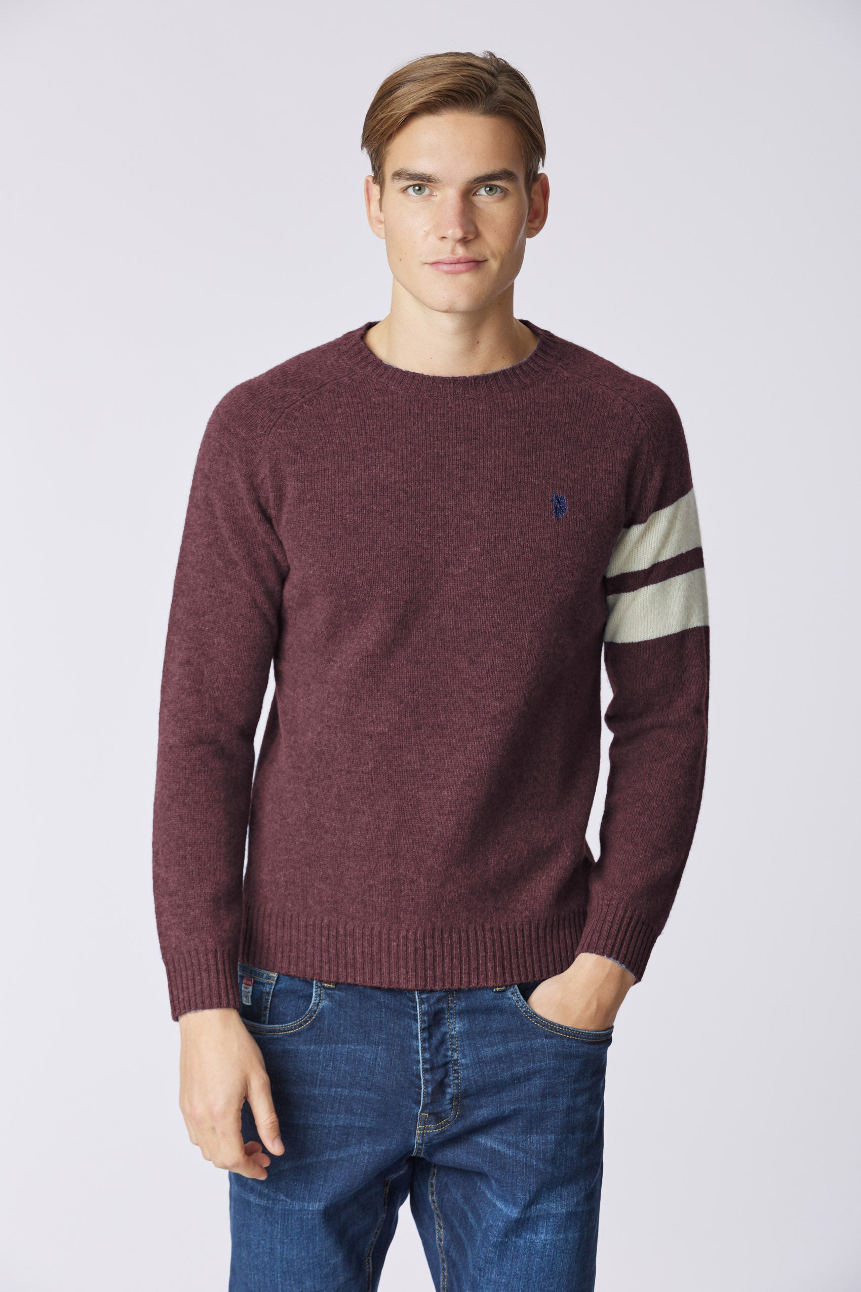 Maglia girocollo in lana shetland