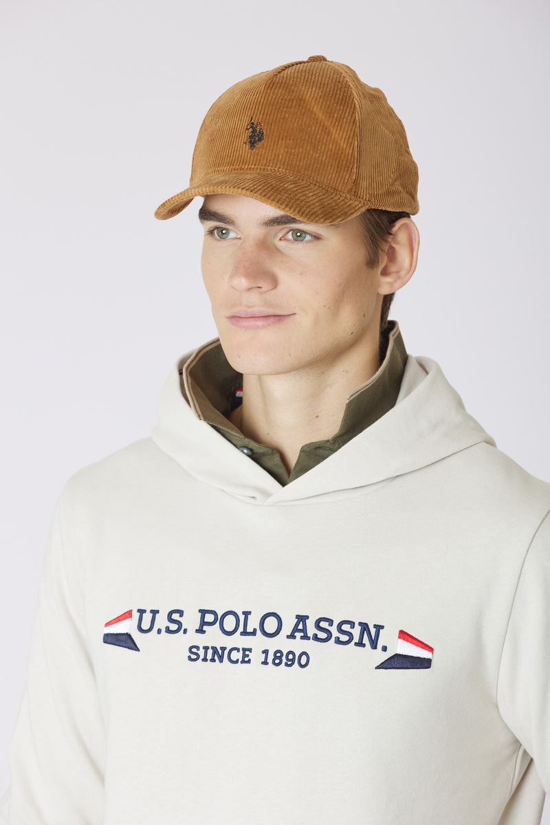 Cappellino in velluto a coste con logo ricamato