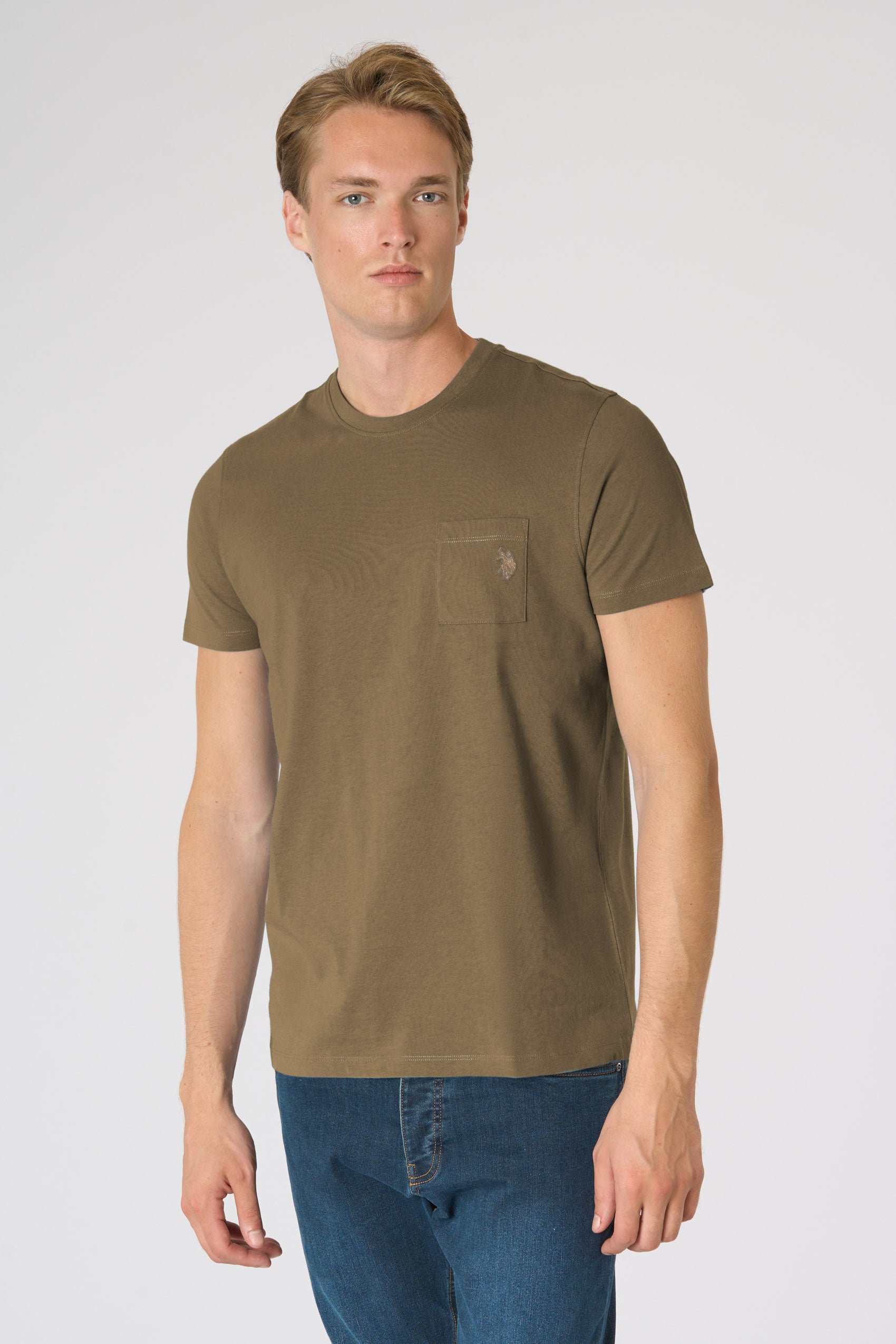 T-shirt uomo in cotone basic jersey con taschino e logo ricamato