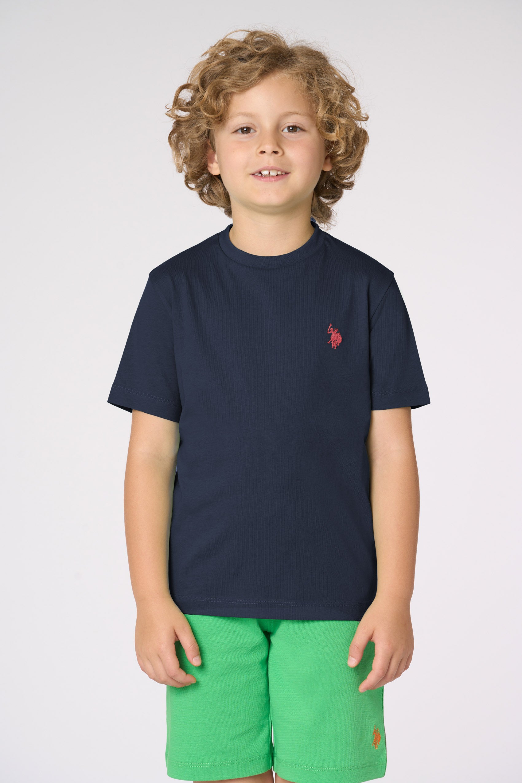 T-shirt in cotone da bambino con logo ricamato