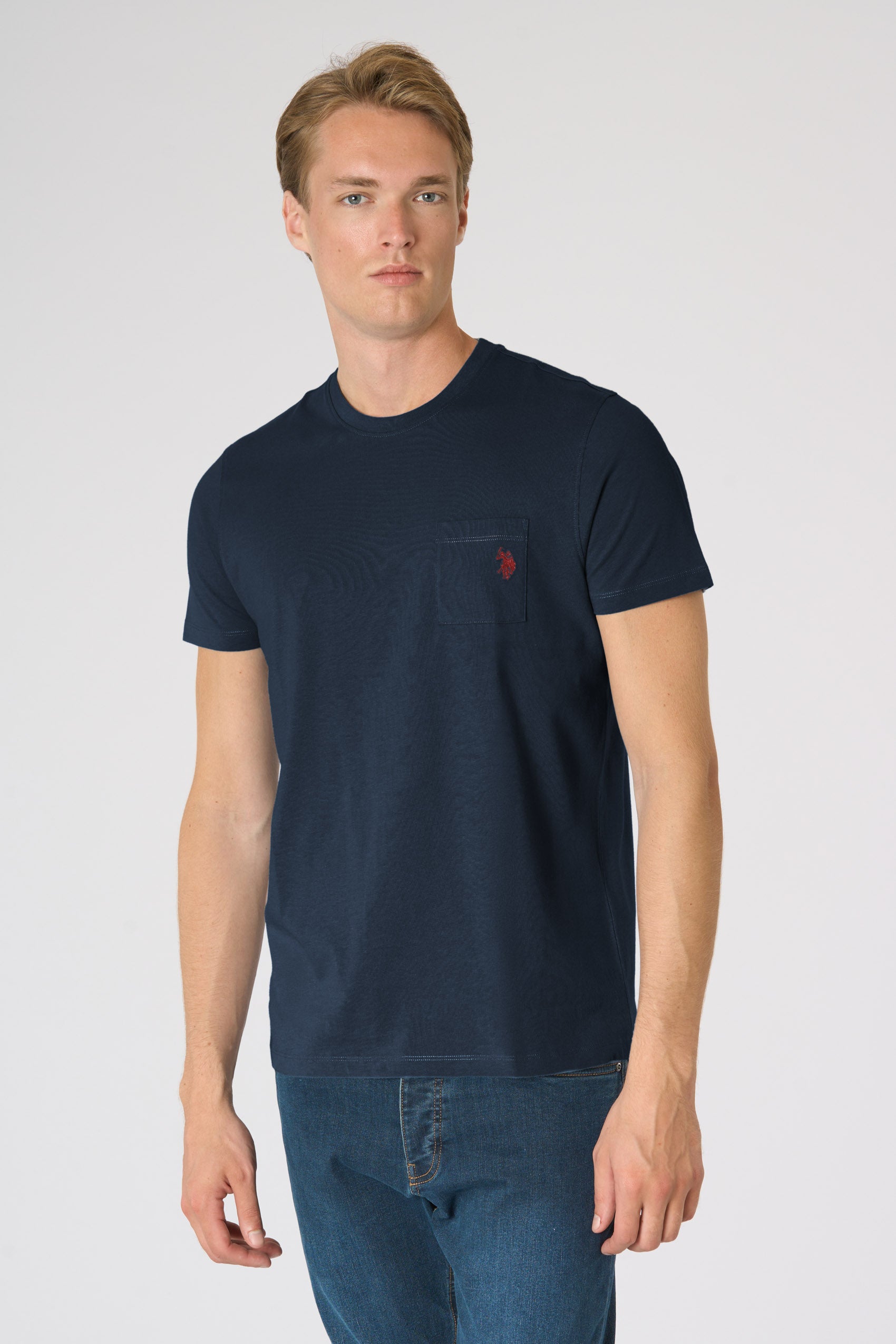 T-shirt uomo in cotone basic jersey con taschino e logo ricamato