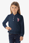 Polo a maniche lunghe da bambina in cotone jersey con logo big U.S. Polo Assn.