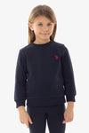 Felpa da bambina girocollo in misto cotone con logo U.S. Polo Assn.