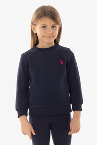 Felpa da bambina girocollo in misto cotone con logo U.S. Polo Assn.