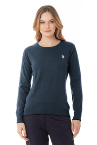 Maglia girocollo cotone e cashmere con dettaglio lurex e logo U.S. Polo Assn.