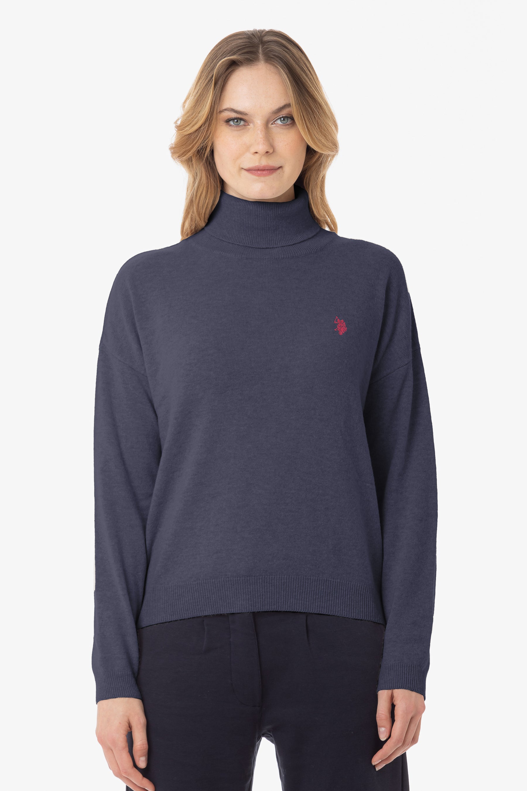 Maglia dolcevita misto lana con logo U.S. Polo Assn.