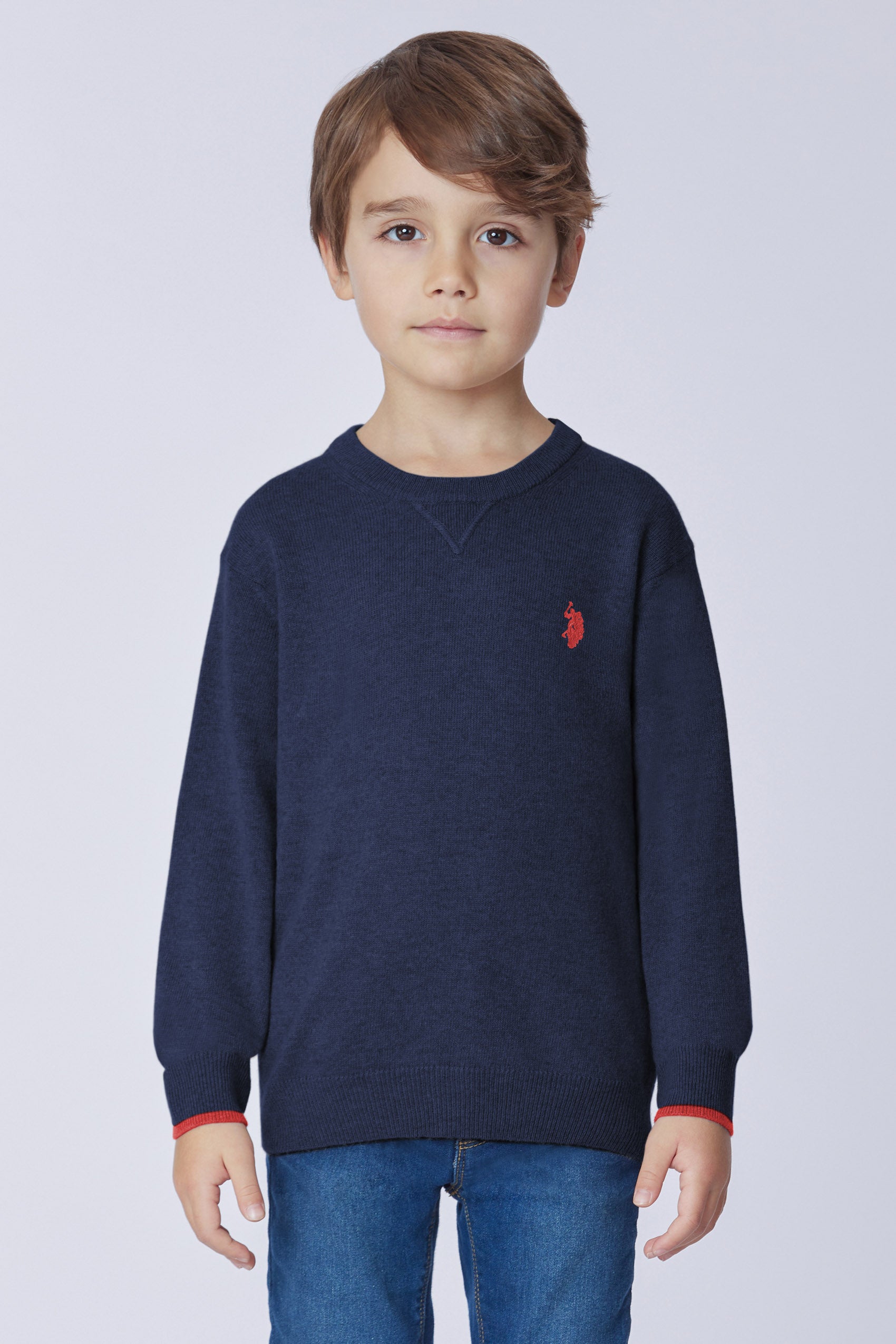 Maglia girocollo con logo in misto lana e cashmere