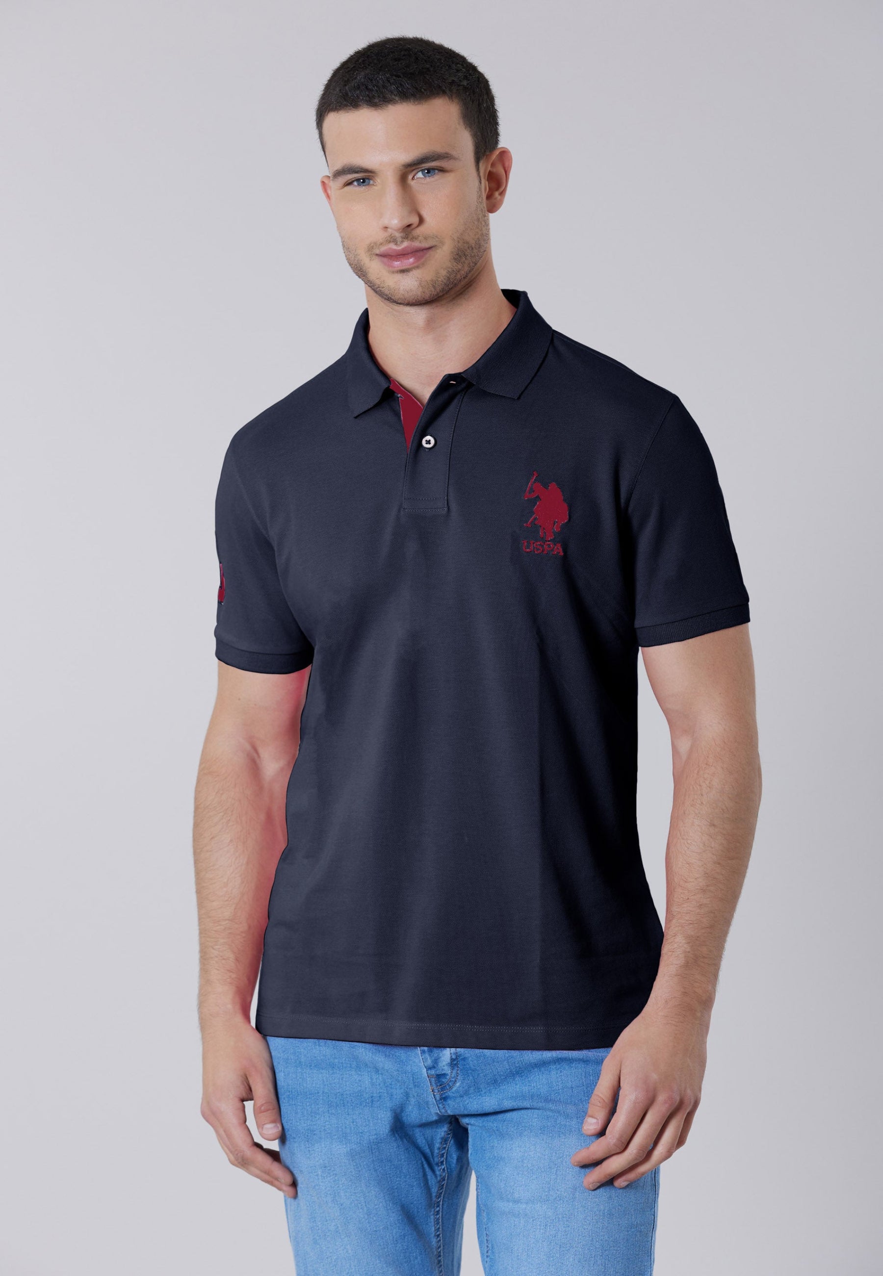 Polo a maniche corte in cotone piquet con logo e numero