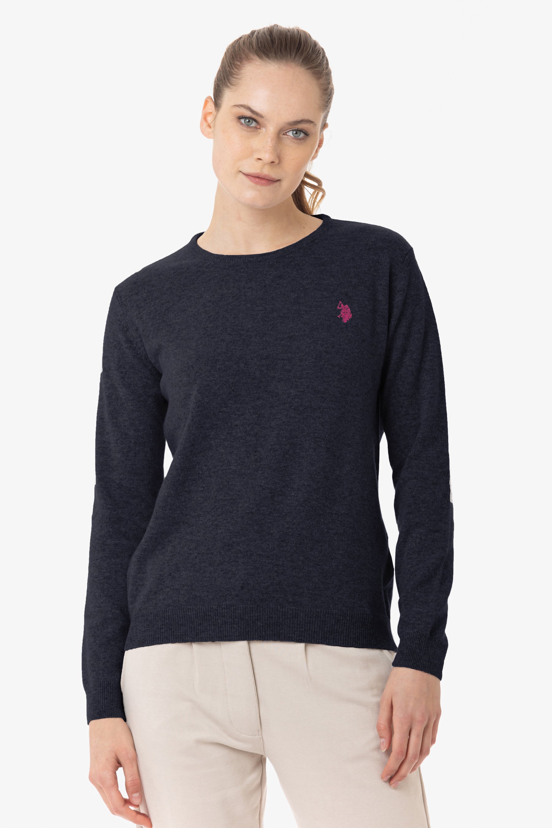 Maglia girocollo misto lana con logo U.S. Polo Assn.