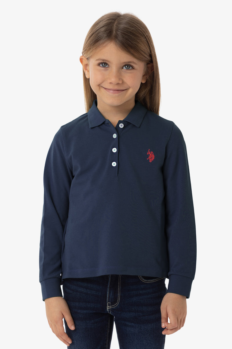 Polo a maniche lunghe da bambina con logo U.S. Polo Assn.
