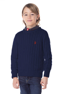 Maglia girocollo a treccia con logo U.S. Polo Assn.