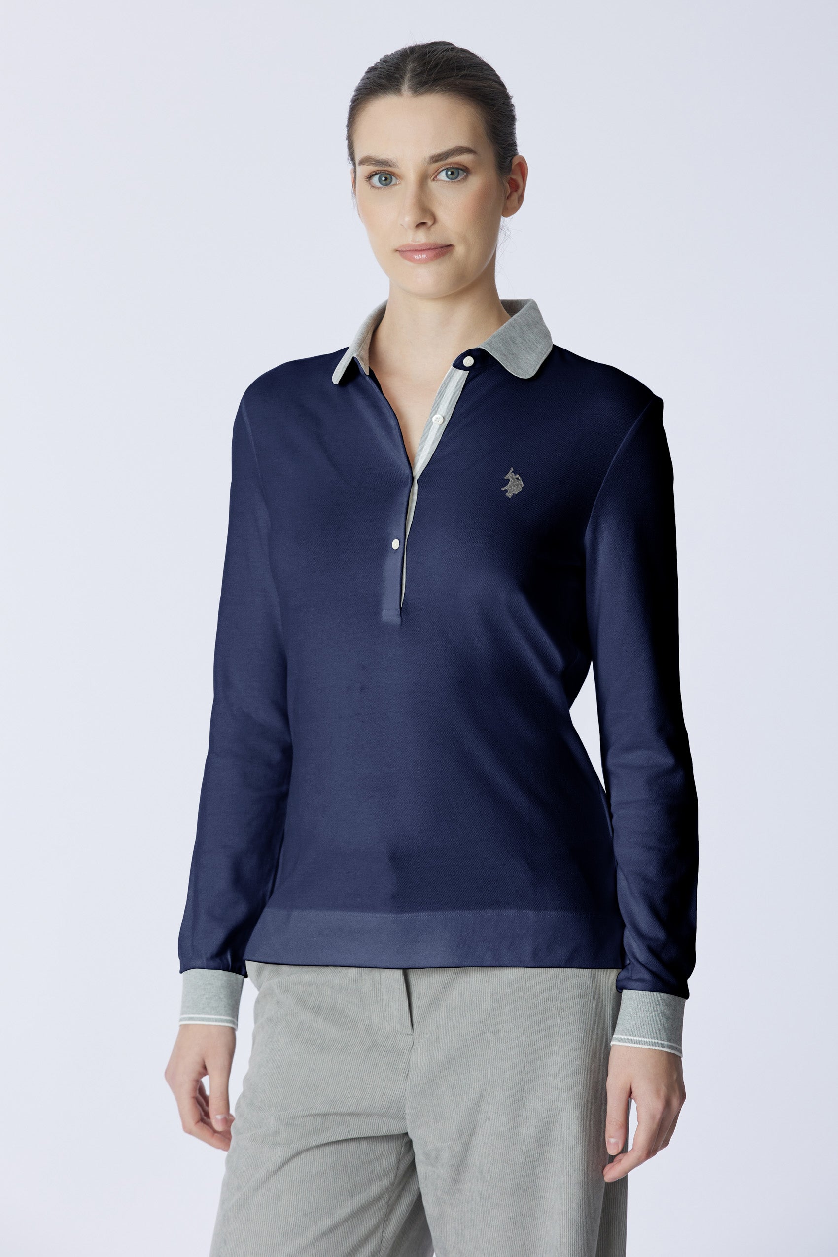Polo shirt a maniche lunghe micro piquet stretch