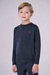 Maglia girocollo in cotone e cashmere con logo