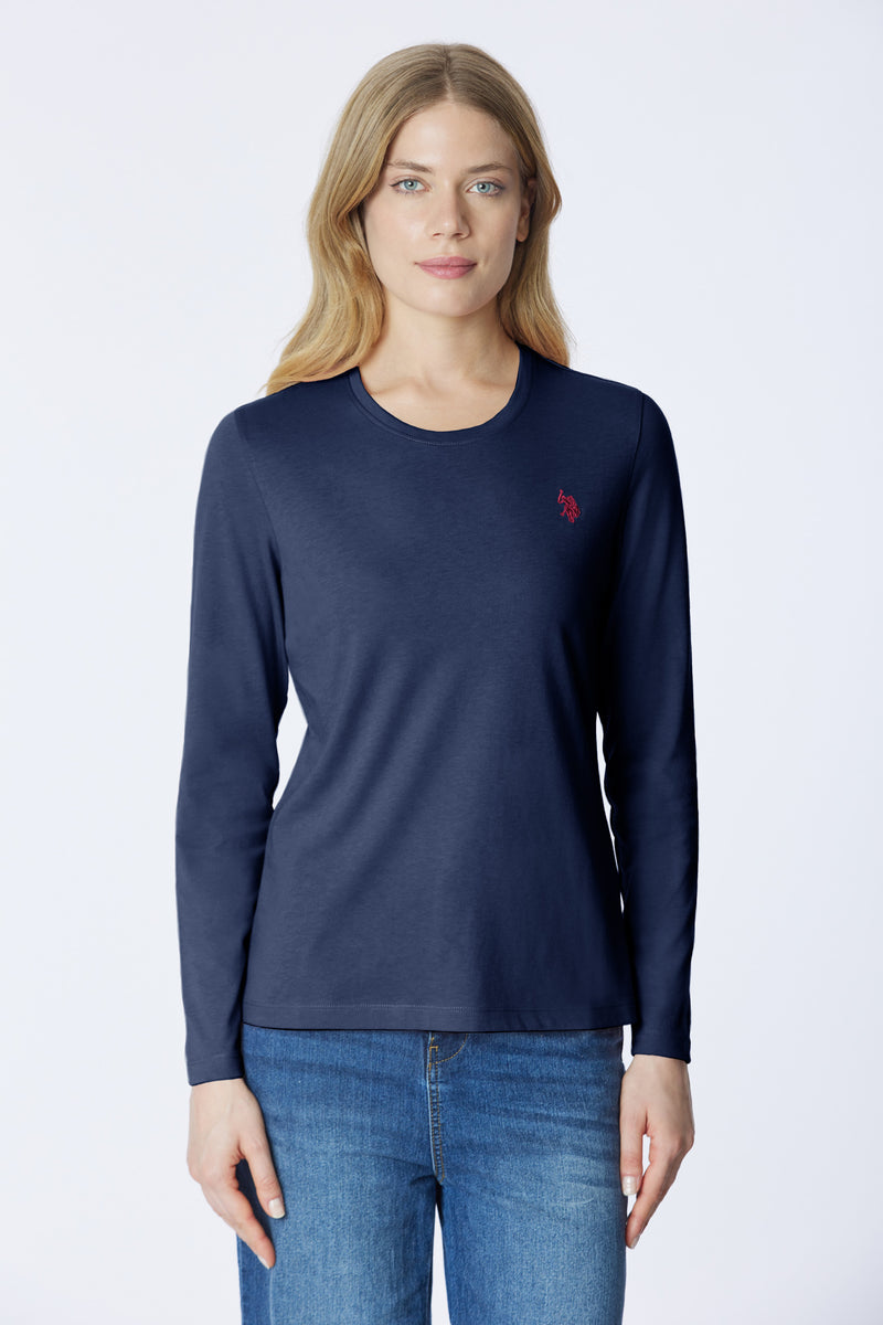 T-shirt girocollo a maniche lunghe con logo