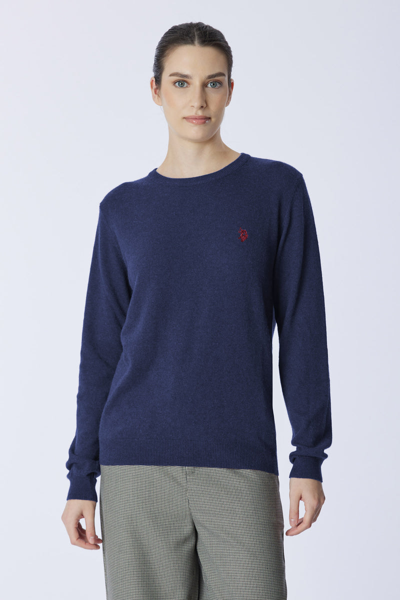 Maglia girocollo misto lana e cashmere