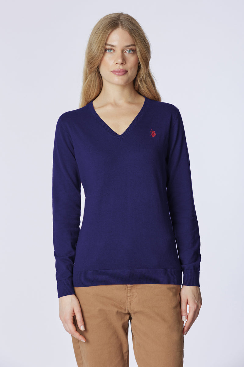 Maglia con scollo a V cotone e cashmere
